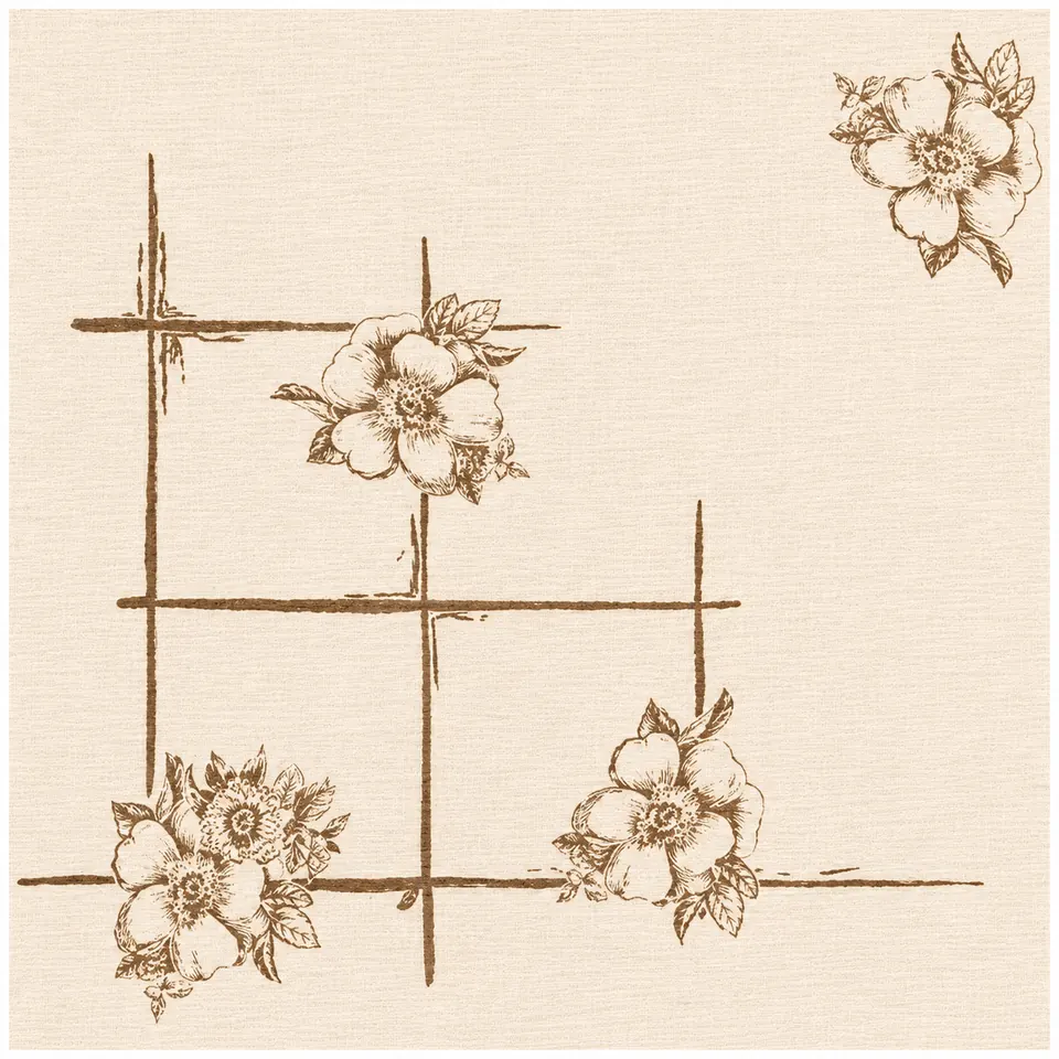 Tovagliolo Piega 1/4 · Quadro Fiorito — Tovagliolo Piega 1/4 · Quadro Fiorito · Nocciola — 40 × 40 cm. Immagine illustrativa del prodotto.